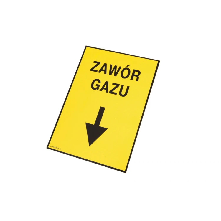 Zawór gazu - tabliczka lokalizacyjna dla gazociągu - wym. 140x200mm - PVC - kolorowy druk UV - BHP110