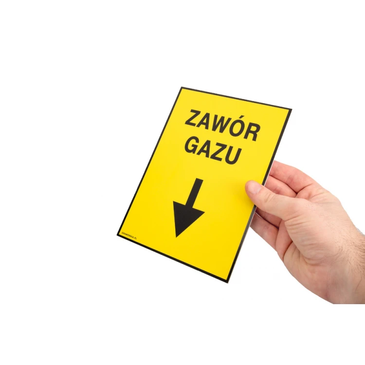 Zawór gazu - tabliczka lokalizacyjna dla gazociągu - wym. 140x200mm - PVC - kolorowy druk UV - BHP110